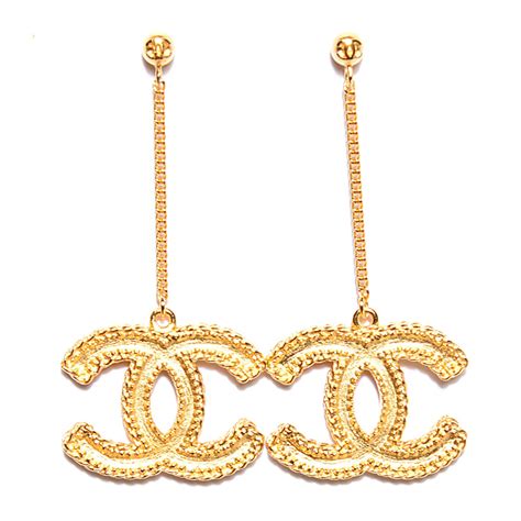 chanel cc drop earrings matte gold|Chanel double c earrings real.